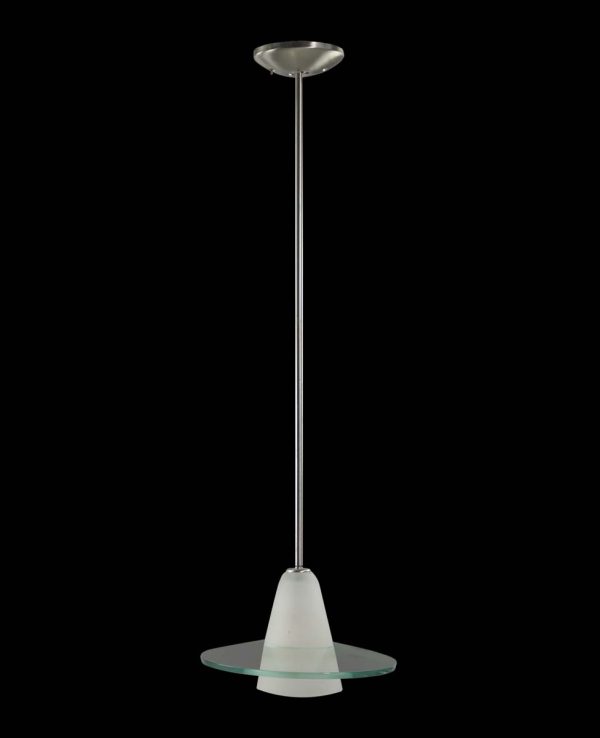 Down Lights - Contemporary Brushed Nickel Glass Pendant Light