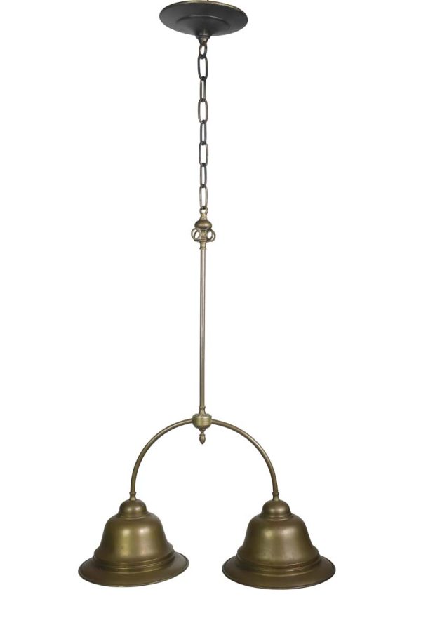 Down Lights - Traditional 2 Shaded Arm Brass Down Pendant Light