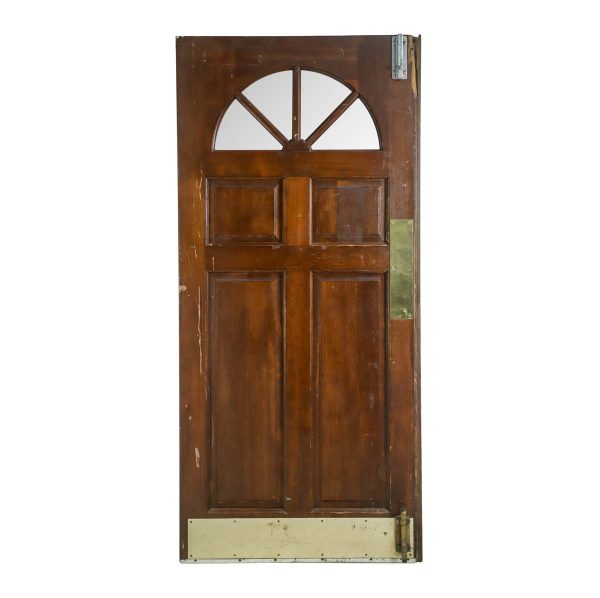 Entry Doors - Vintage Fan Lite 4 Pane Pine Swinging Commercial Door 79 x 36.5