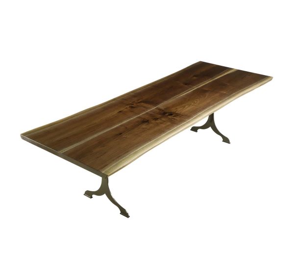 Farm Tables - Handcrafted 9 ft Live Edge Walnut Steel Wishbone Legs Dining Table