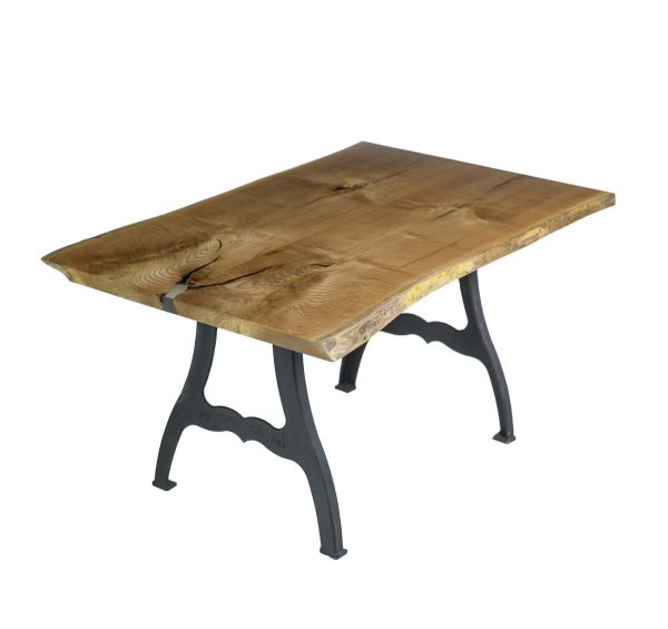 Farm Tables - Handmade 5 ft Live Edge Chestnut New York Legs Dining Table