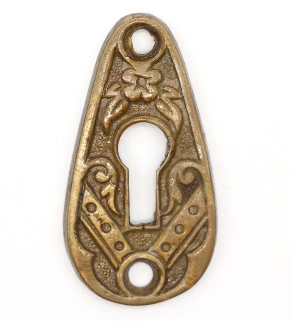 Keyhole Covers - Antique Victorian Cast Brass Floral Keyhole Cover