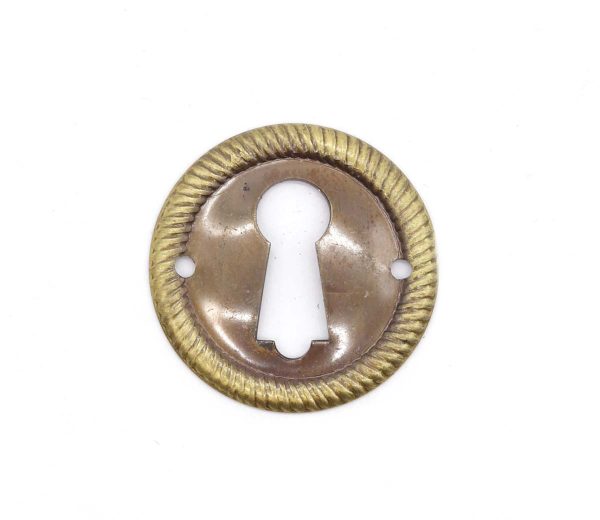 Keyhole Covers - Vintage 1 in. Brass Keyhole Cover with Braided Detail