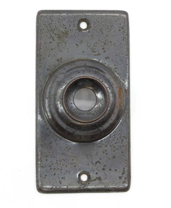 Knockers & Door Bells - Antique 4.25 in. Reading Blackened Brass Doorbell Back Plate