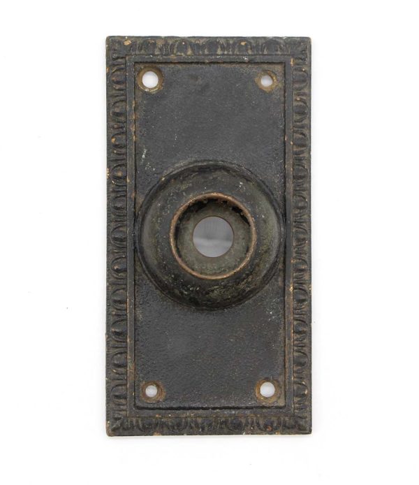 Knockers & Door Bells - Antique 4.75 in. Blackened Brass Egg & Dart Doorbell Plate