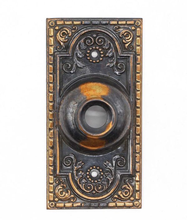 Knockers & Door Bells - Vintage 4 in. Victorian Pressed Brass Japanned Doorbell Cover