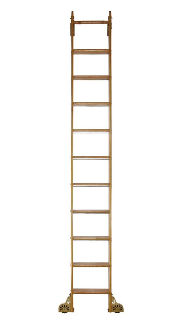 Ladders - Reclaimed 125.75 in. Vintage Putnam Oak Library Ladder