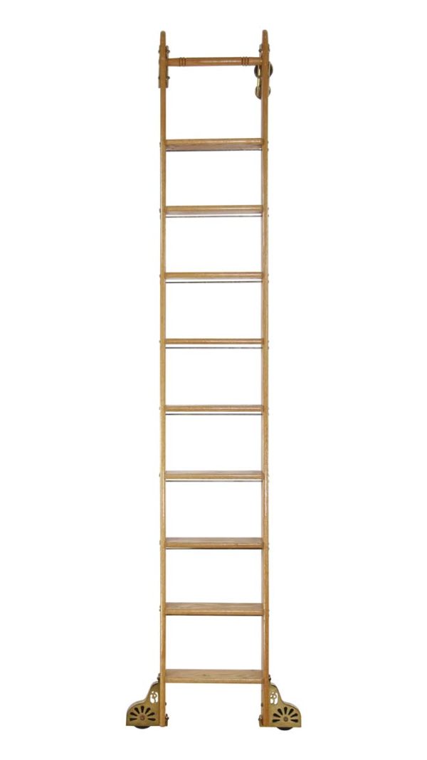 Ladders - Reclaimed Oak Putnam 108 in. Vintage Library Ladder