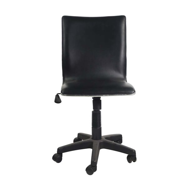 Office Furniture - Contemporary Black Faux Leather Office Chair with Metallic Lining