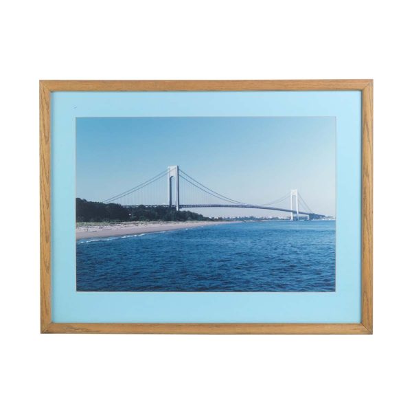 Photographs - Framed Photograph of The Verrazano Bridge with Blue Matte