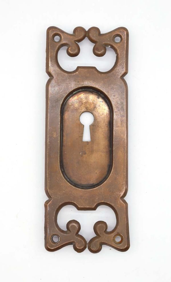 Pocket Door Hardware - Traditional 7 in. Copper Plated Recessed Pocket Door Pull