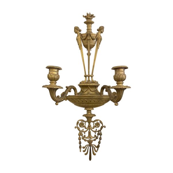 Sconces & Wall Lighting - Victorian Caldwell 2 Arm Brass Figural Wall Sconce
