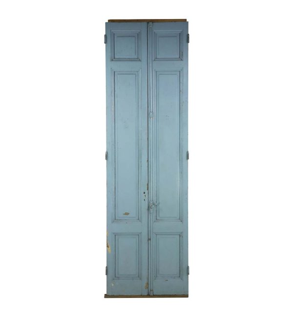 Standard Doors - Antique 3 Pane Blue Wood Argentinean Double Doors 122.5 x 37.25
