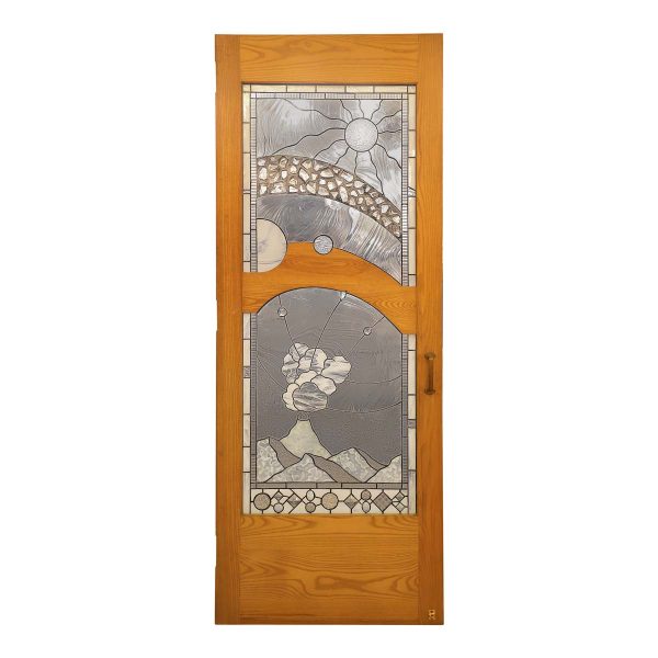 Standard Doors - Vintage Scenic Mountain Stained Glass Door 88 x 33.5