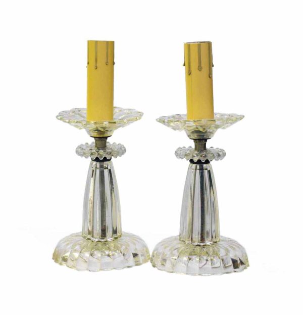 Table Lamps - Pair of Vintage Clear Glass Candelabra Vanity Table Lamps