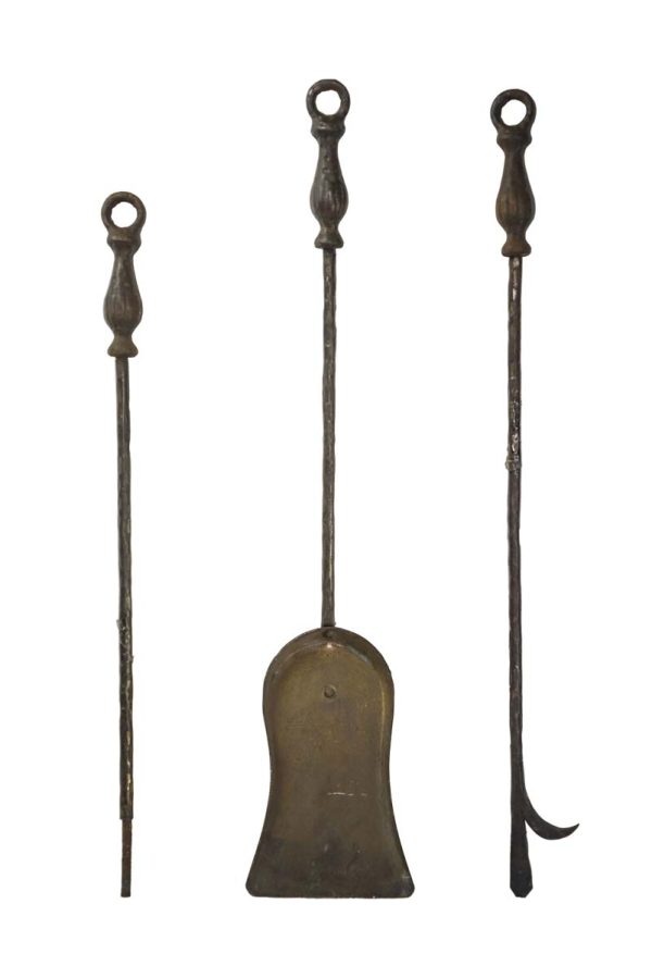 Tool Sets - Set of 3 Antique Matching Cast Iron Fireplace Tools