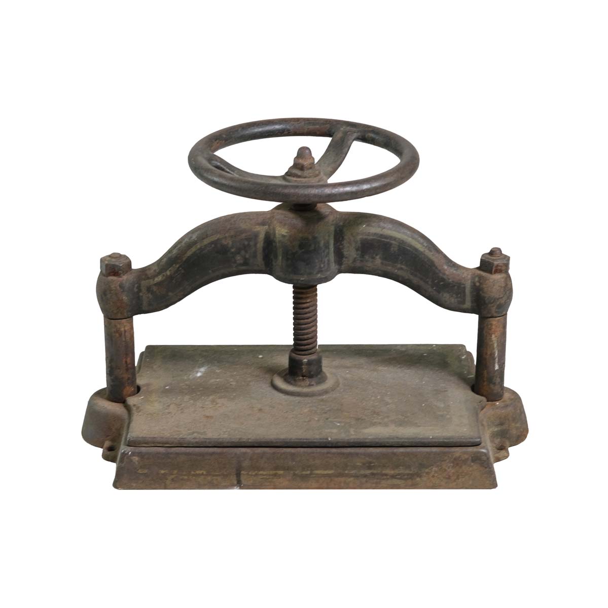 Antique 1890s Victorian Cast Iron Wheel Book Press