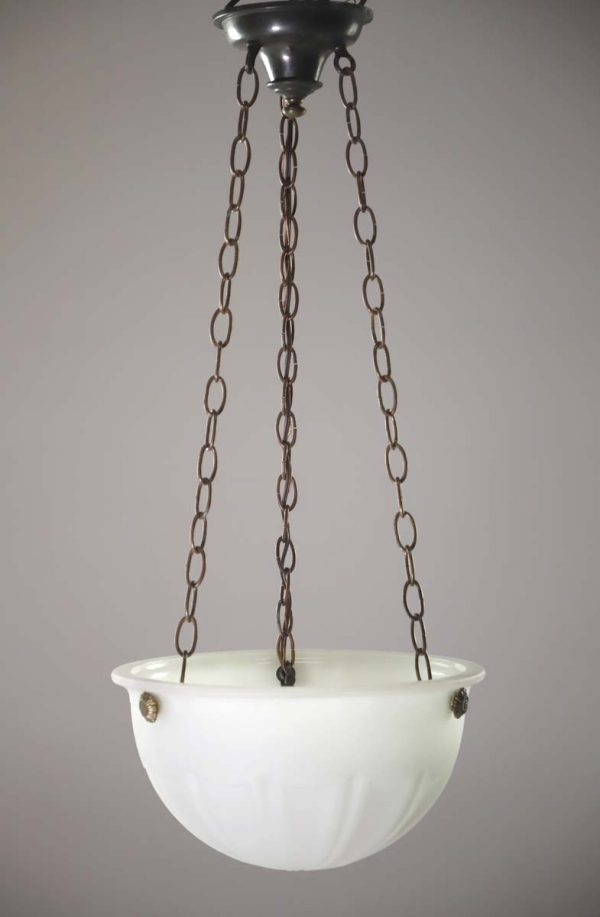 Up Lights - Victorian Ridged Milk Glass Hanging Pendant Light