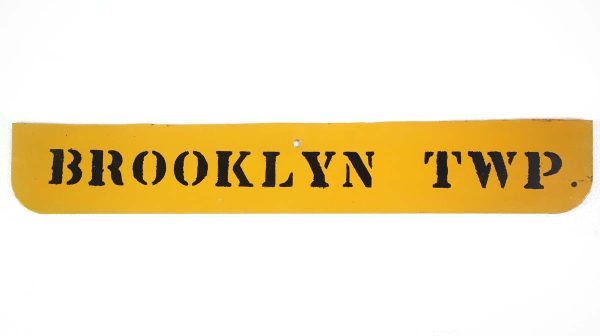 Vintage Signs - Vintage 24 in. Yellow Enameled Brooklyn TWP with Black Lettering
