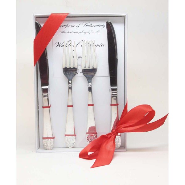 Waldorf Astoria - New Waldorf Astoria Art Deco Fork & Steak Knife Flatware Gift Set
