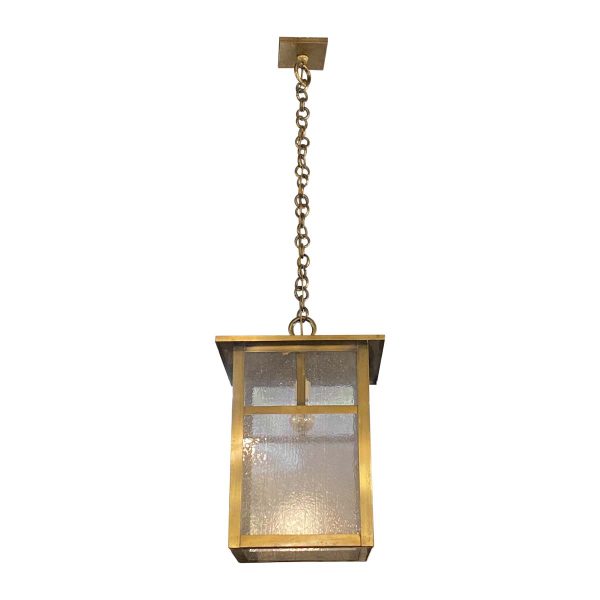 Wall & Ceiling Lanterns - Arts & Crafts Mission Brass Textured Clear Glass Ceiling Lantern