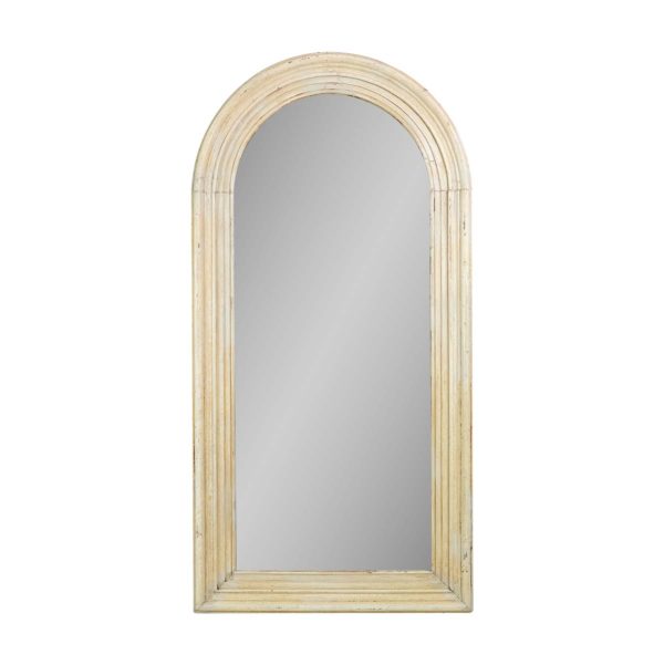 Wood Molding Mirrors - Reclaimed 6.6 ft Arched Pine Wood Molding Dressing Mirror