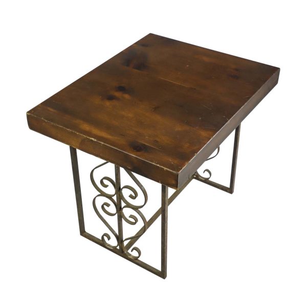 Altered Antiques - Reclaimed Pine Wood Antique Wrought Iron Side Table