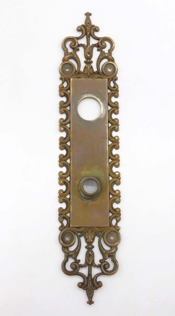 Back Plates - Antique 14.875 in. Yale & Towne Brass Door Entry Back Plate