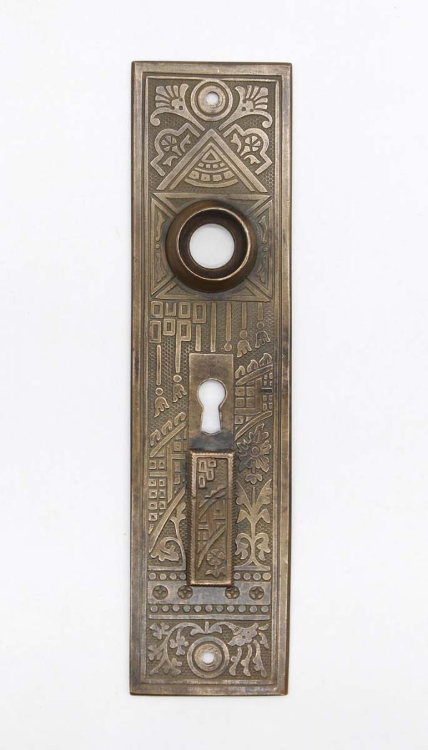 Back Plates - Antique 7.25 in. Aesthetic Bronze Double Keyhole Entry Door Back Plate