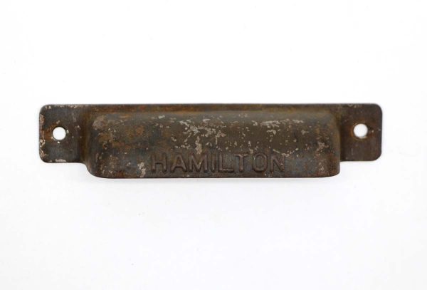 Cabinet & Furniture Pulls - Antique 4 in. Steel Hamilton Long Cup Bin Pull