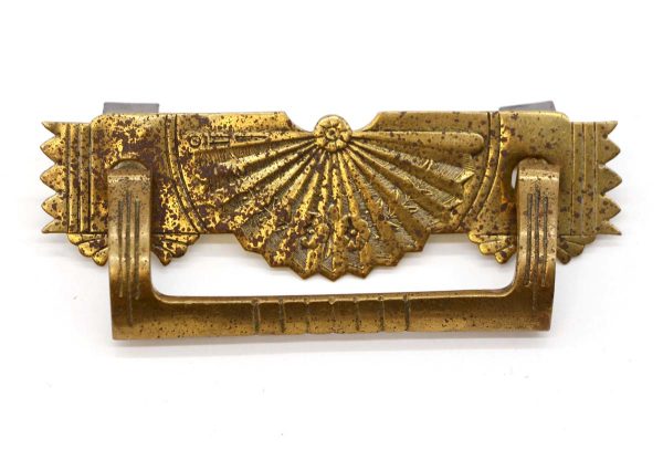Cabinet & Furniture Pulls - Vintage 4.375 in. Art Deco Pressed Brass Drawer Bail Pull