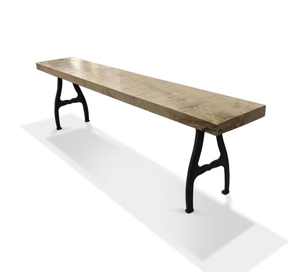 Chain Tables - Solid Maple 5.5 ft Bench with Cast Iron Industrial Legs