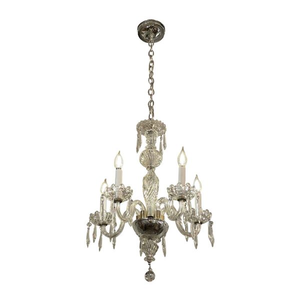 Chandeliers - Modern 5 Arm Clear Crystal Chrome Accented Chandelier
