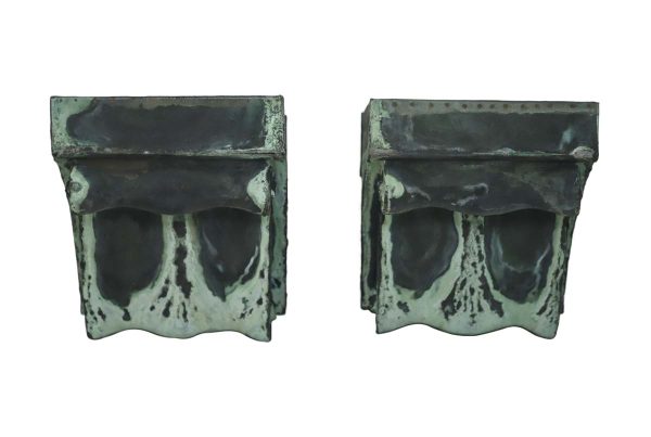 Copper Mirrors & Panels - Pair of Architectural 13 in. Verdigris Copper Corbels