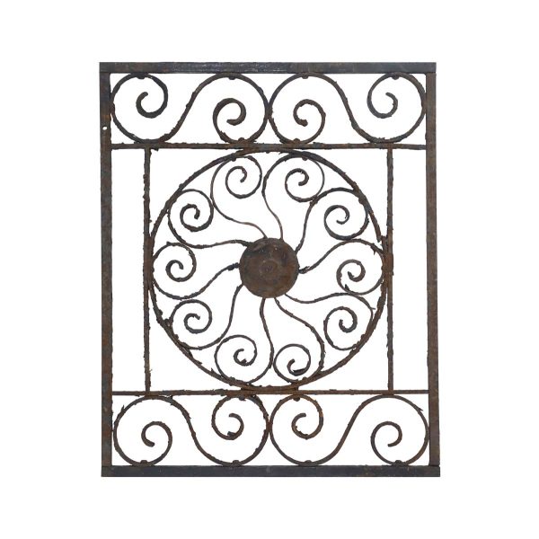 Decorative Metal - Antique 27 x 22 Pinwheel Wrought Iron Panel