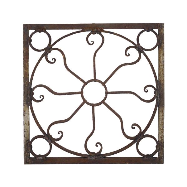 Decorative Metal - Reclaimed 19 in. Square Iron Swirl Sunburst Panel