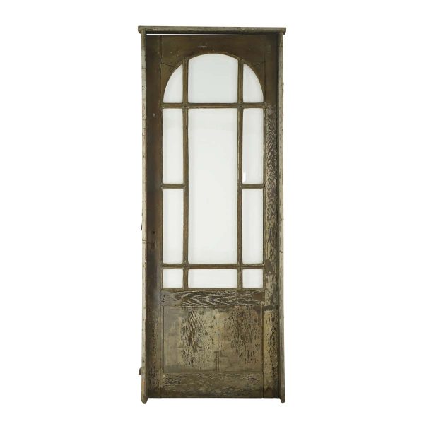 Entry Doors - Antique Pine Passage Door Arched Beveled Window 88 x 33