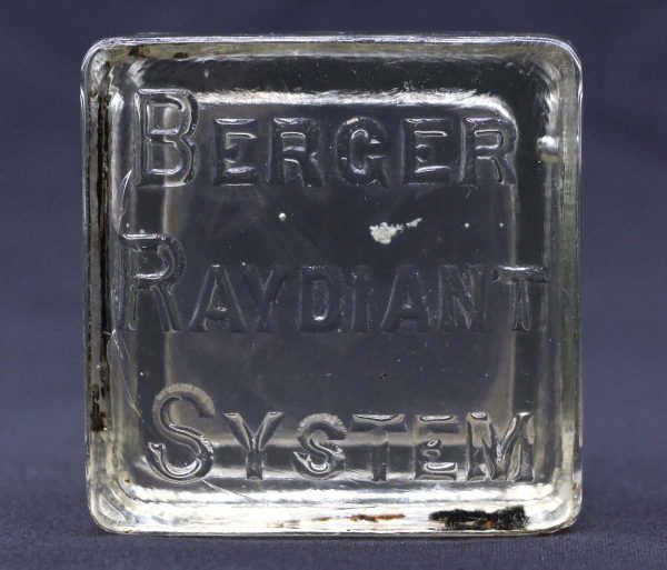 Exclusive Glass - Antique Berger Raydiant System Advertising Glass Block