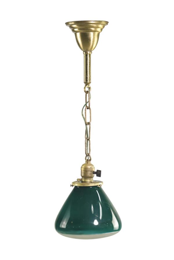 Globes - Industrial Green Frosted Glass Globe Brass Pendant Light