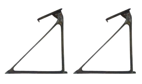 Industrial - Pair of Iron Pivoting Triangle Shape Supports