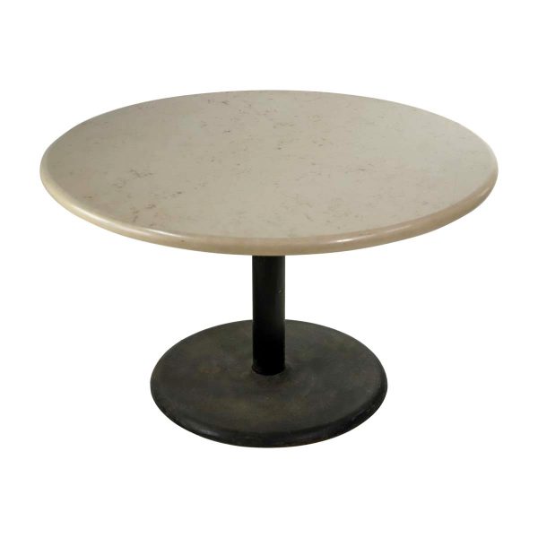 Kitchen & Dining - Round 51.5 in. Tan Marble Top Cast Iron Base Table