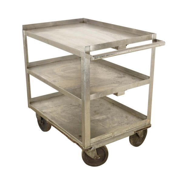 Kitchen - Reclaimed 3 Tier Stainless Steel Service Cart with Handle