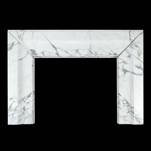 Marble Mantel - Solid Carved Block White & Gray Statuary Marble Mantel