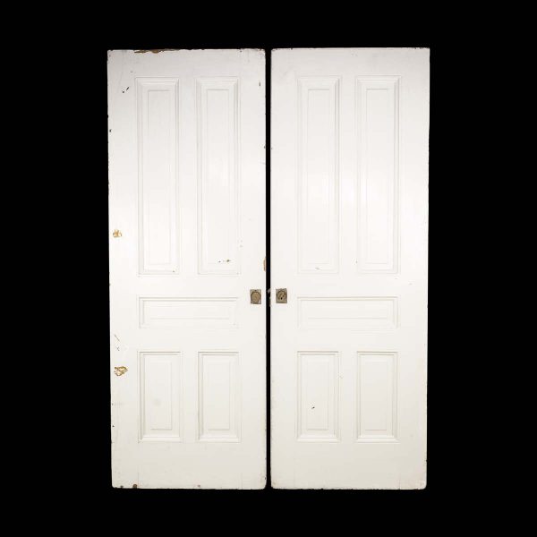 Pocket Doors - Reclaimed 5 Pane Wooden Pocket Double Doors 84.375 x 60