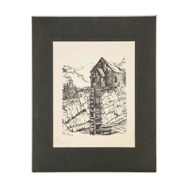 Prints - Paul E. Gray Signed Print of Rustic Cabin on Creek