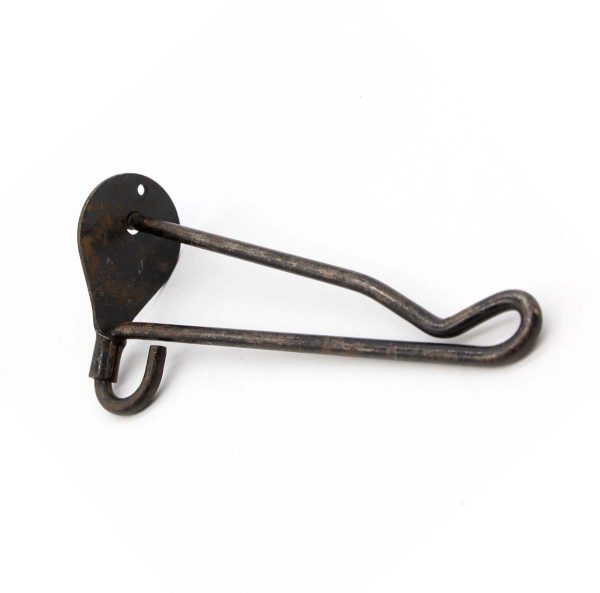 Single Hooks - Vintage 6.5 in. D Black Single Arm Steel Wall Hook
