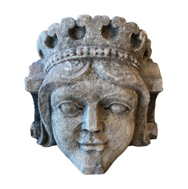 Stone & Terra Cotta - Reclaimed Calvary Baptist Church Carved Limestone Head with Crown