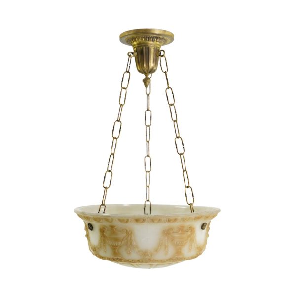 Up Lights - Victorian Urn Dish Glass Brass Chain Pendant Light