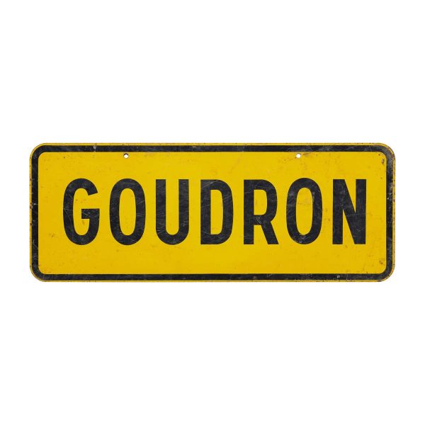 Vintage Signs - European Black & Yellow Steel European Goudron Street Sign