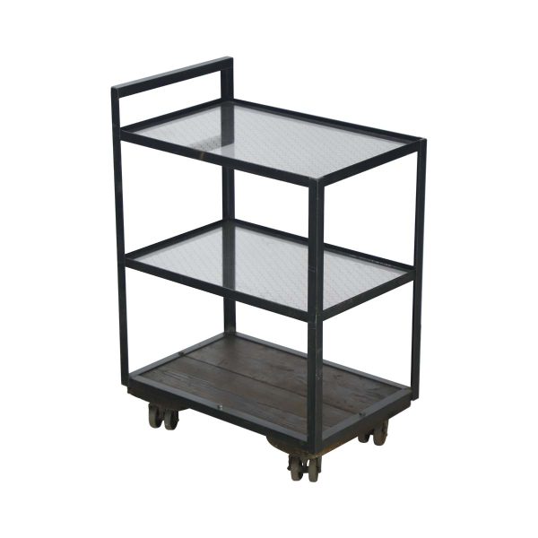 Altered Antiques - Handcrafted Steel Frame Pine & Chicken Wire Glass Bar Cart